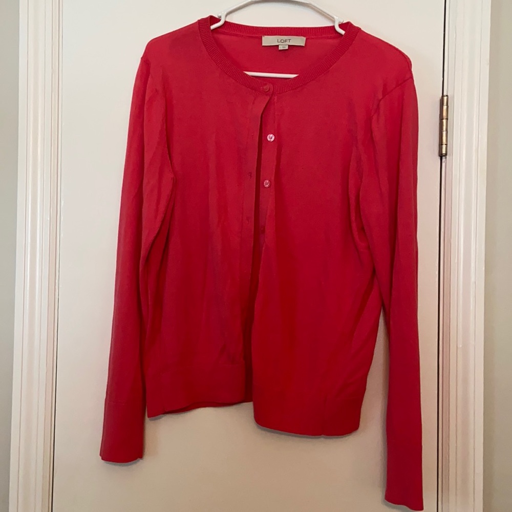 Pink cardigan by Loft. Size L